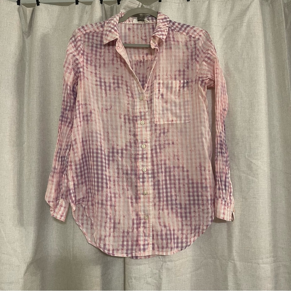 Anthropologie Pilcro Cate Buttondown Tie-Dye Plaid